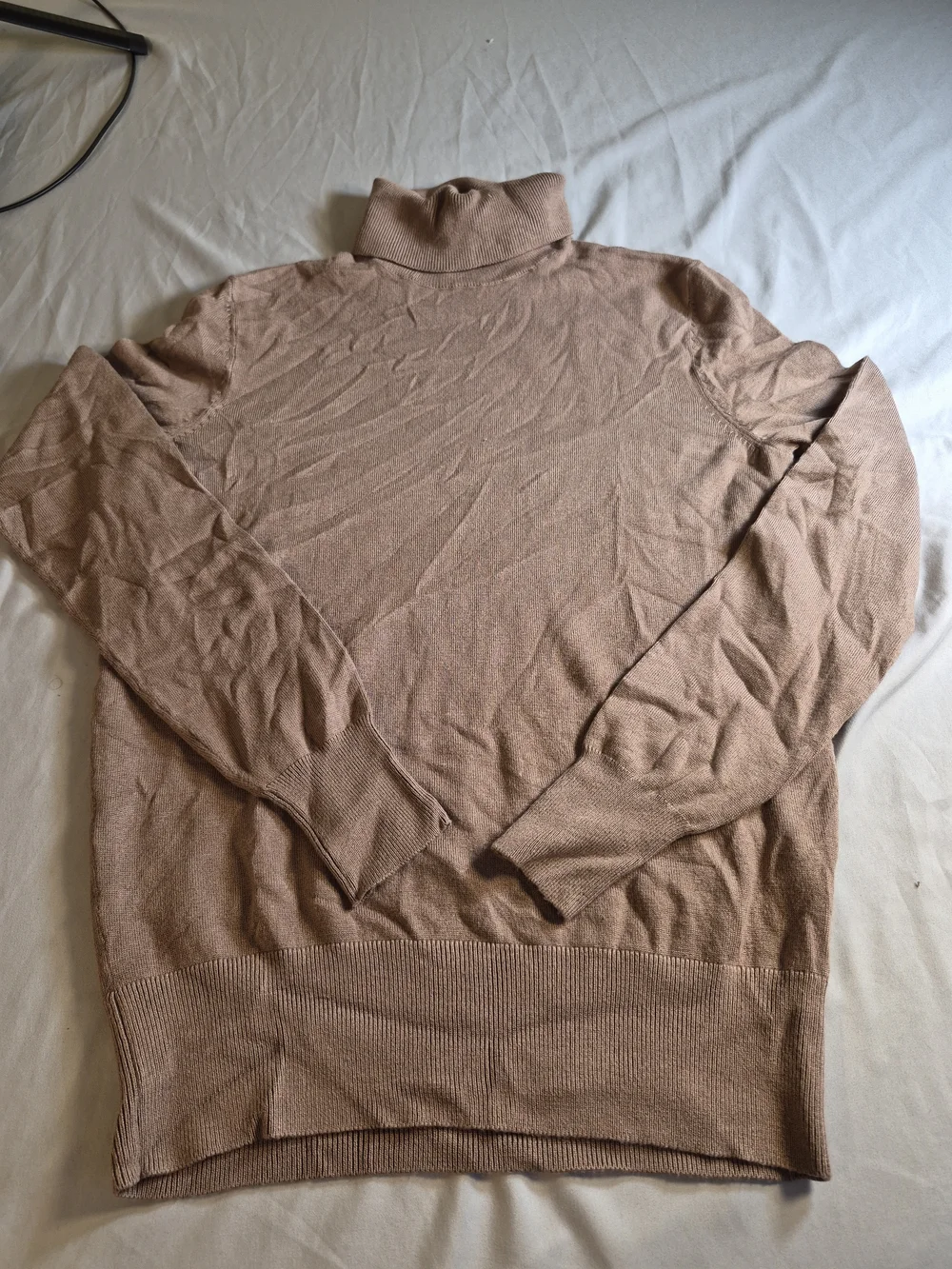 Woolen Bloom Classic Turtleneck Sweater in Taupe Size S